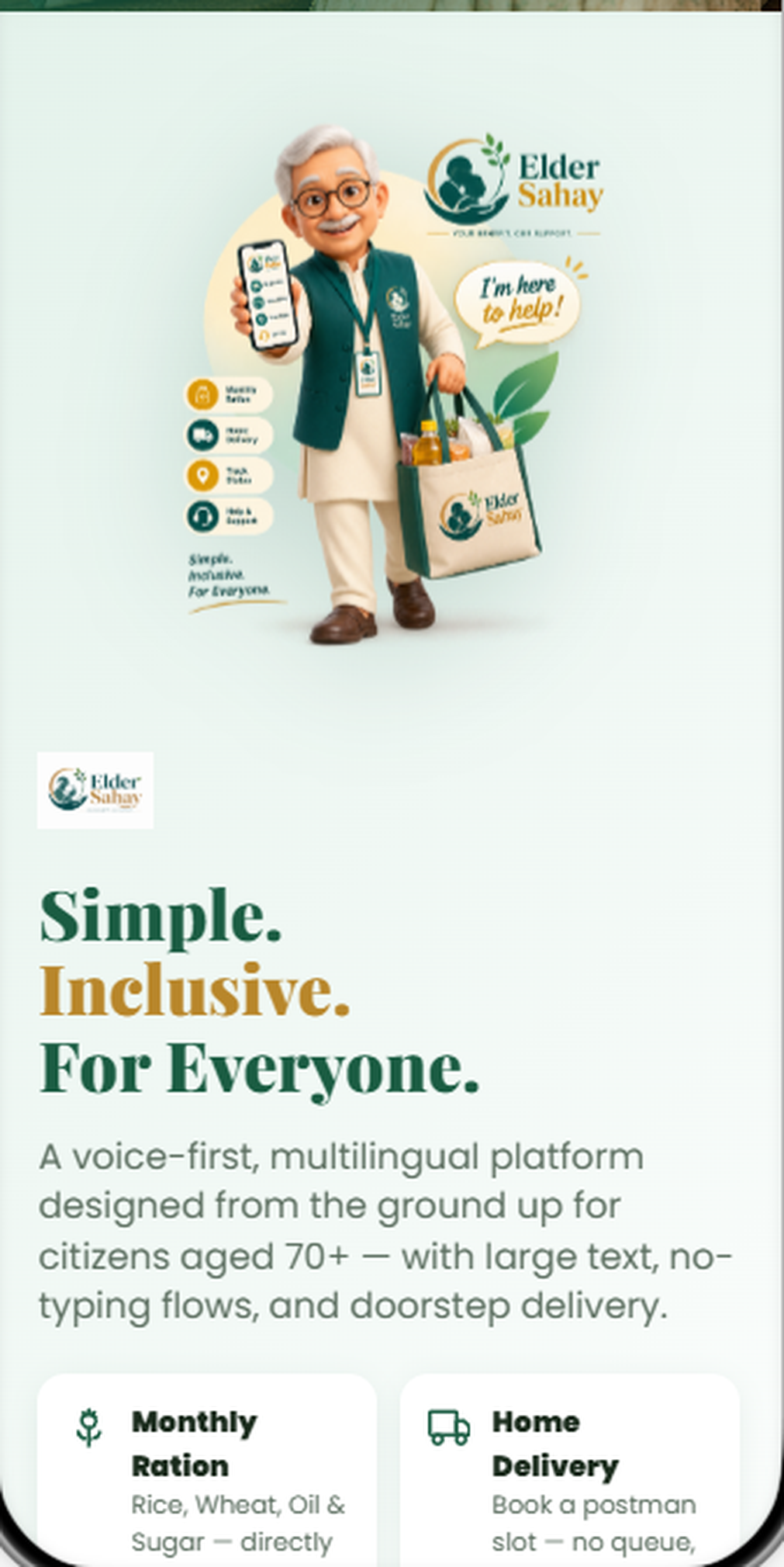 Elder Sahay — Simple. Inclusive. For everyone.